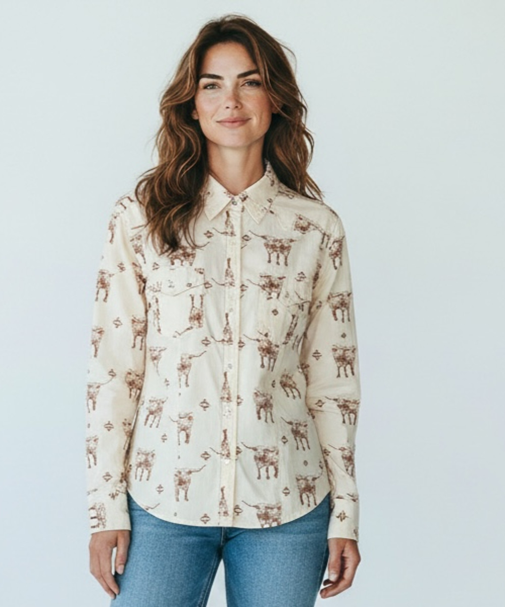Cotton & Rye Women's Pearl Snap Western Shirt Aztec L Multicolor Pre-Owned
